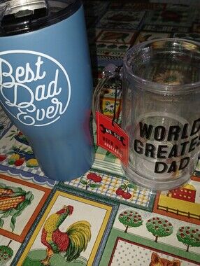 FATHER'S DAY! Covered Water-Bottle Mug or Freezer Clear Mug, 2/$16.00,
